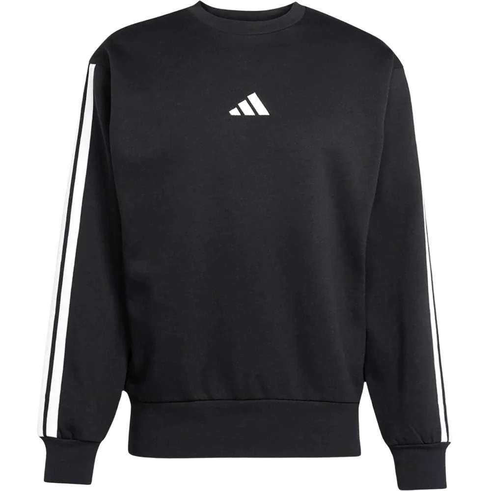 Adidas 3-Stripes Fleece Sweatshirt - NWT Mens Large Black /‎ White - #47590-H10